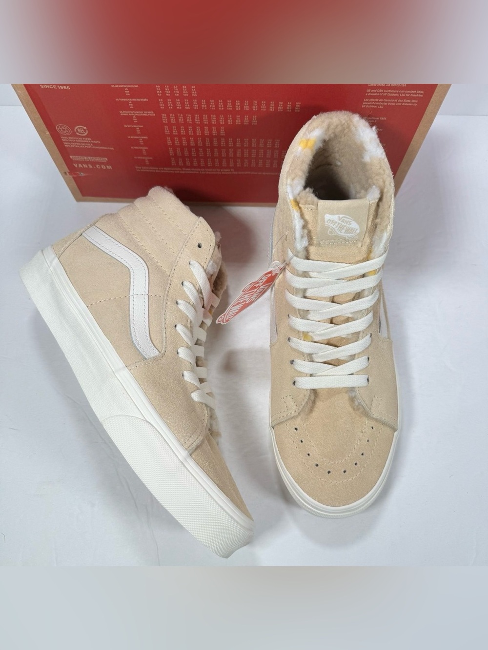 Vans Sk8-Hi Cozy Hug Biscotti Faux Fur Skate Shoe Sherpa Sneaker Women 9 Men 7.5